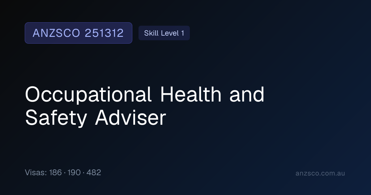 251312 Occupational Health and Safety Adviser — ANZSCO Occupation ...