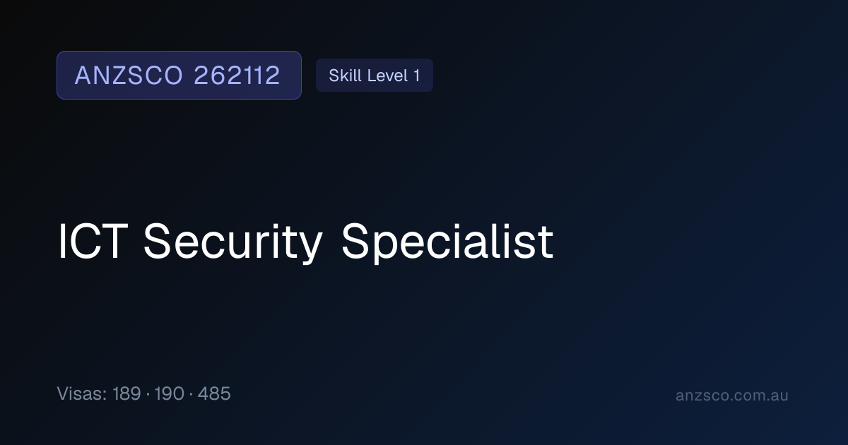 262112 ICT Security Specialist — ANZSCO Occupation | anzsco.com.au